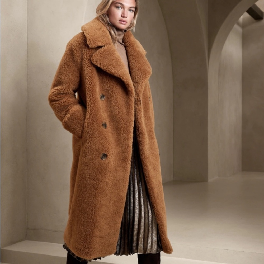 COPY - Banana Republic Wool Officer Teddy Sherpa Coat size L BRAND NEW NEVER WO…